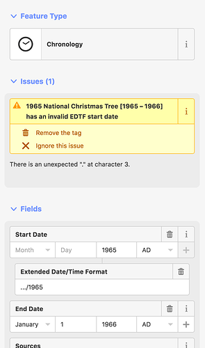 1965 National Christmas Tree [1965 – 1966] has an invalid EDTF start date