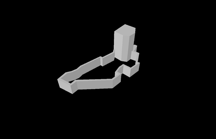 A building and walls in 3D.